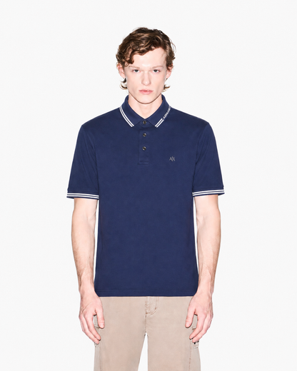 Armani Exchange Logo-Collar Slim-Fit Polo Shirt – Navy Blue