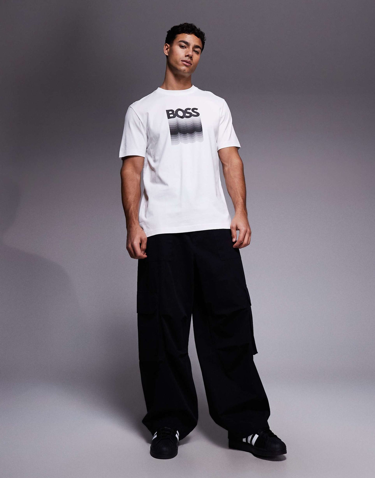 BOSS Regular-Fit Cotton T-Shirt with Gradient Wave Logo