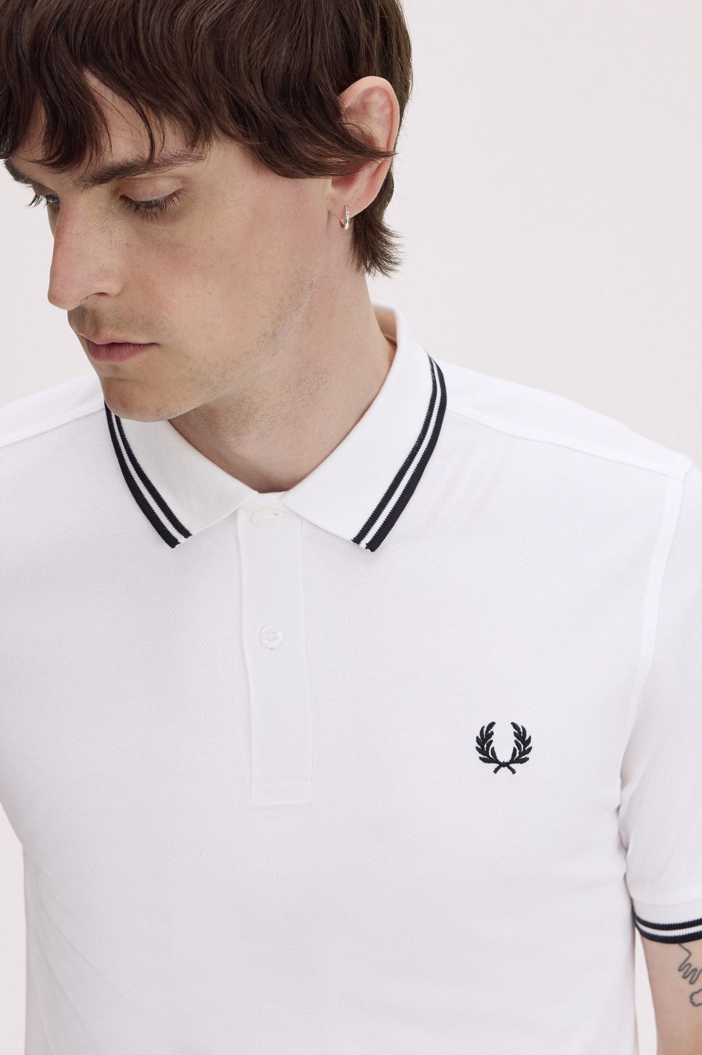 Fred Perry M3600 Twin Tipped Polo Shirt – White & Black