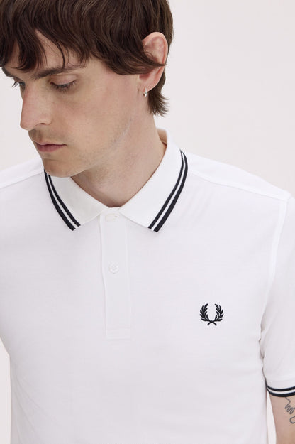 Fred Perry M3600 Twin Tipped Polo Shirt – White & Black