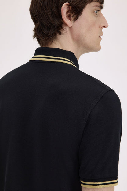 Fred Perry Slim-Fit Twin Tipped Cotton Piqué Polo Shirt in Black/Gold