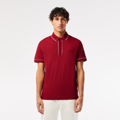 Lacoste Regular Fit Piped Organic Cotton Polo Shirt – Burgundy