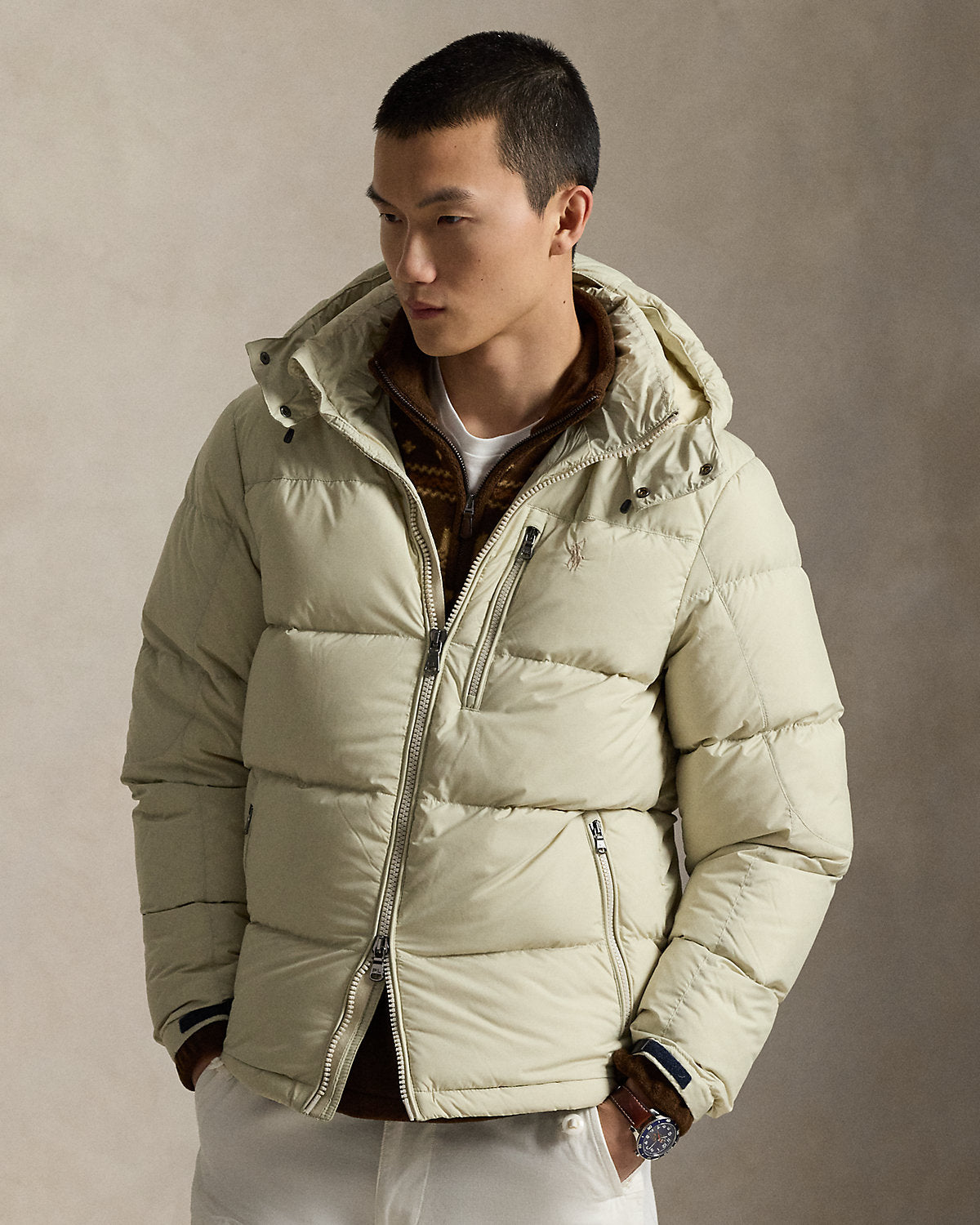 Polo Ralph Lauren Water-Repellent Down Puffer Jacket – Cream Beige