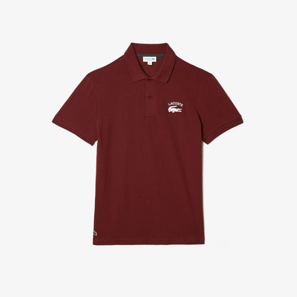 Lacoste Heritage Graphic Piqué Polo Shirt – Bordeaux Red