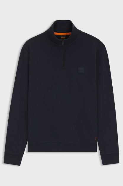 ZIP-NECK SWEATSHIRT IN COTTON TERRY WITH LOGO PATCH