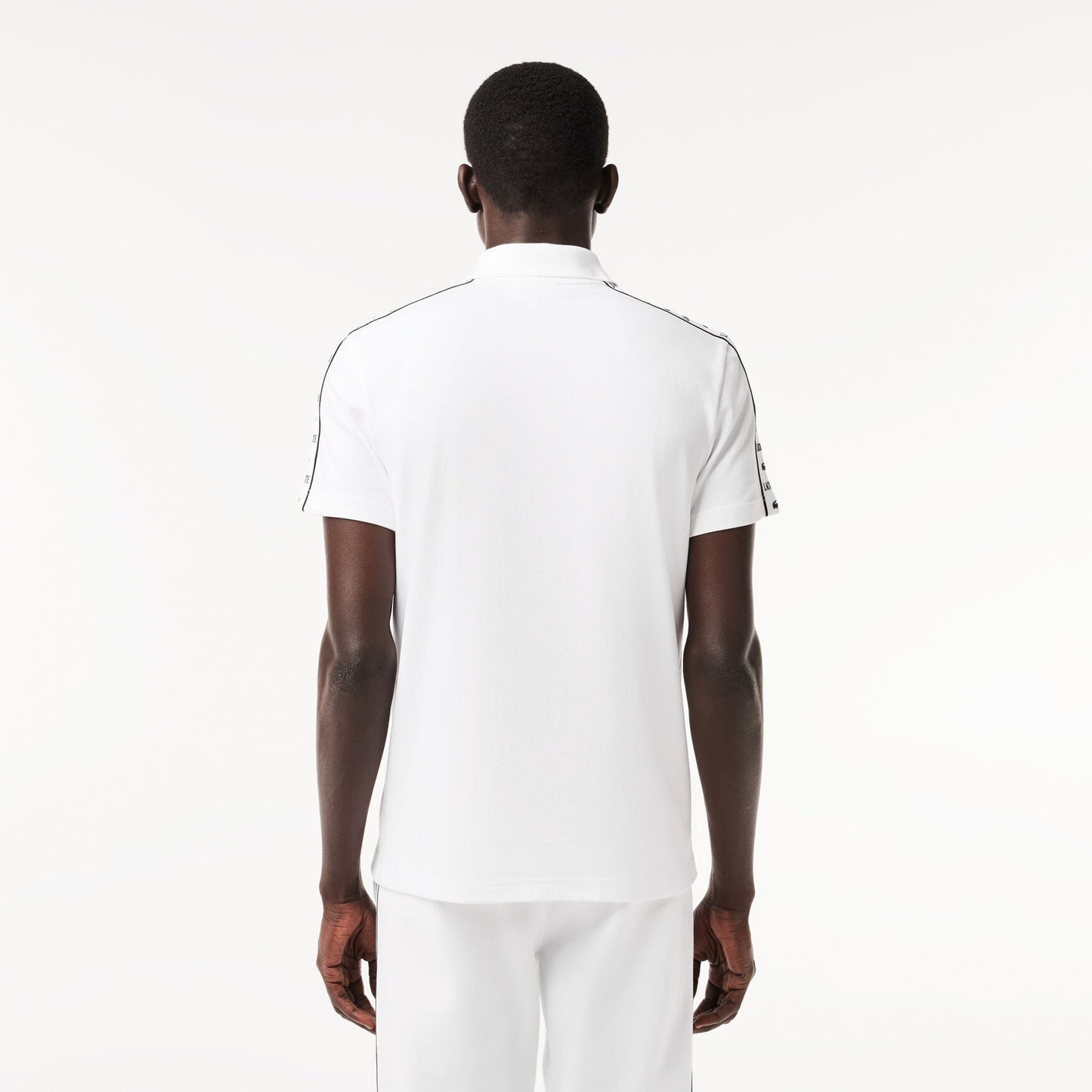 Lacoste Regular Fit Monogram Tape Cotton Polo Shirt – White