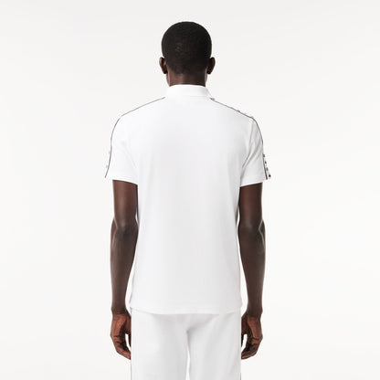 Lacoste Regular Fit Monogram Tape Cotton Polo Shirt – White