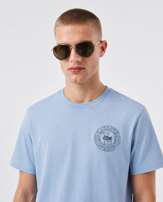 Lacoste Heritage Crest Relaxed Fit T-Shirt – Sky Blue