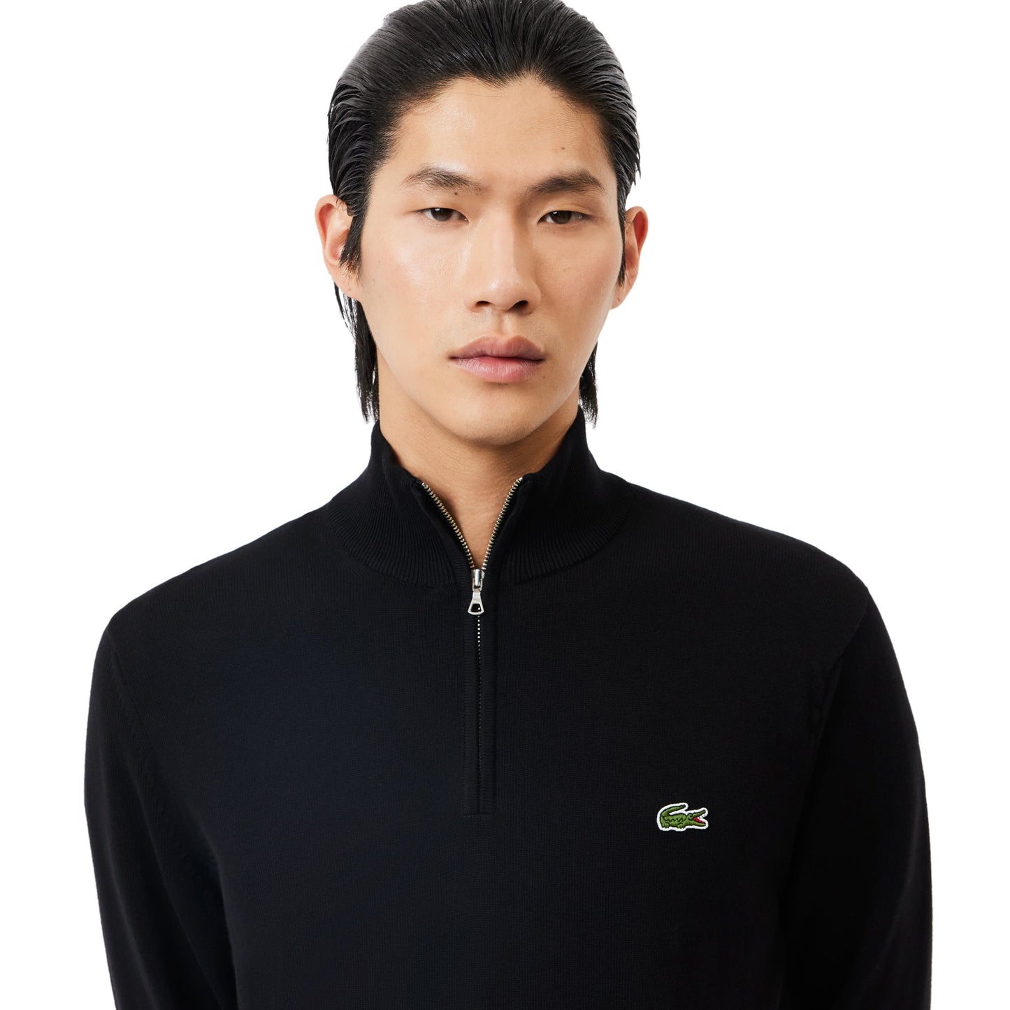 Lacoste Men’s Essential Quarter-Zip Knit Sweater – Sleek Black