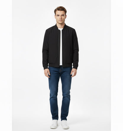 BOSS Regular-Fit Black Bomber Jacket with Tonal Logo