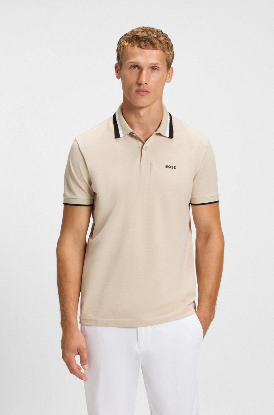 BOSS Regular-Fit Cotton Piqué Polo Shirt in Beige