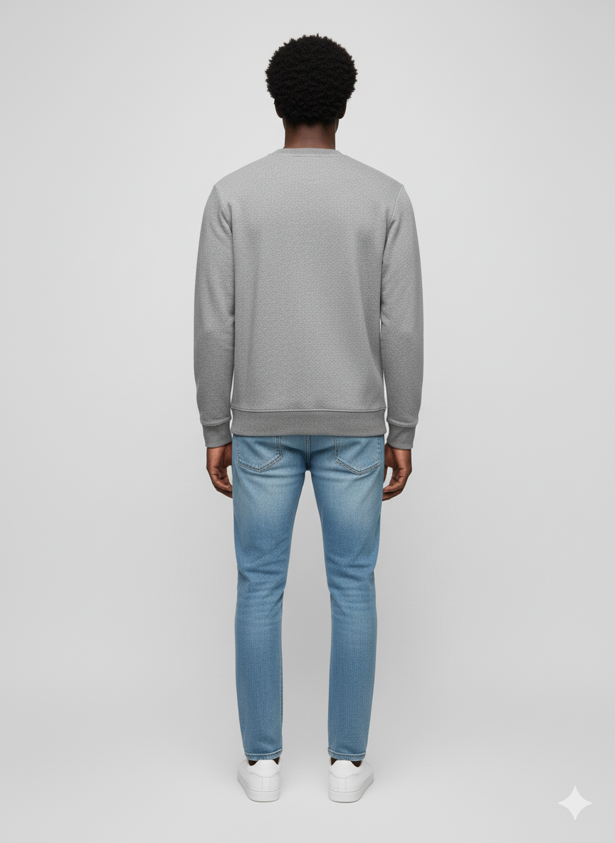 SLIM-FIT GREY COTTON-TERRY SWEATSHIRT WITH LOGO DETAIL