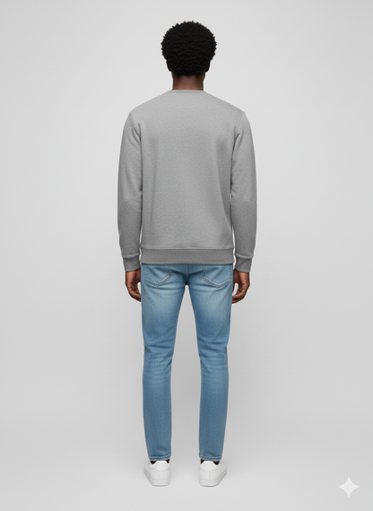 SLIM-FIT GREY COTTON-TERRY SWEATSHIRT WITH LOGO DETAIL