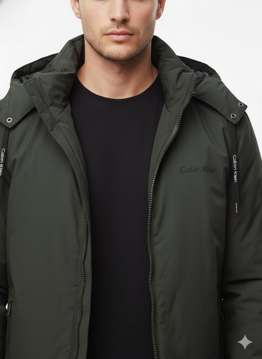 Calvin Klein Hooded Parka Jacket - Dark Olive