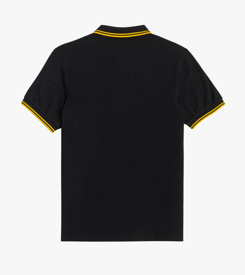Fred Perry M3600 Twin Tipped Polo – Black & Champagne Yellow