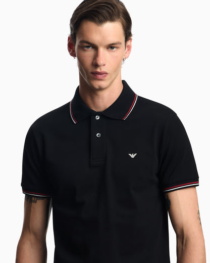 Emporio Armani Slim-Fit Stretch Piqué Polo with Contrast Tipping