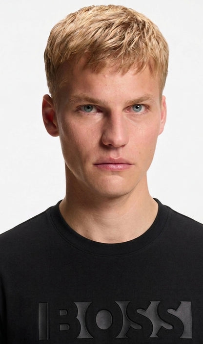 BOSS Men's Slim-Fit Logo T-Shirt in Mercerized Cotton - Black