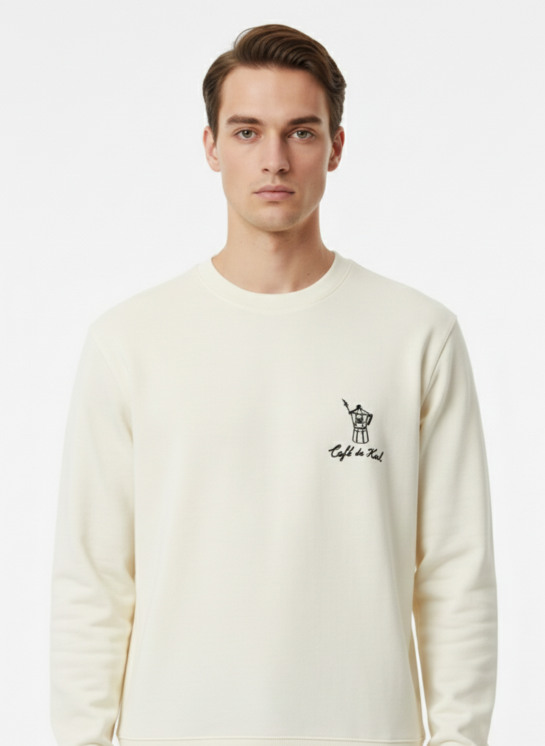 KARL LAGERFELD Men’s Café de Karl Embroidered Sweatshirt – Off-White