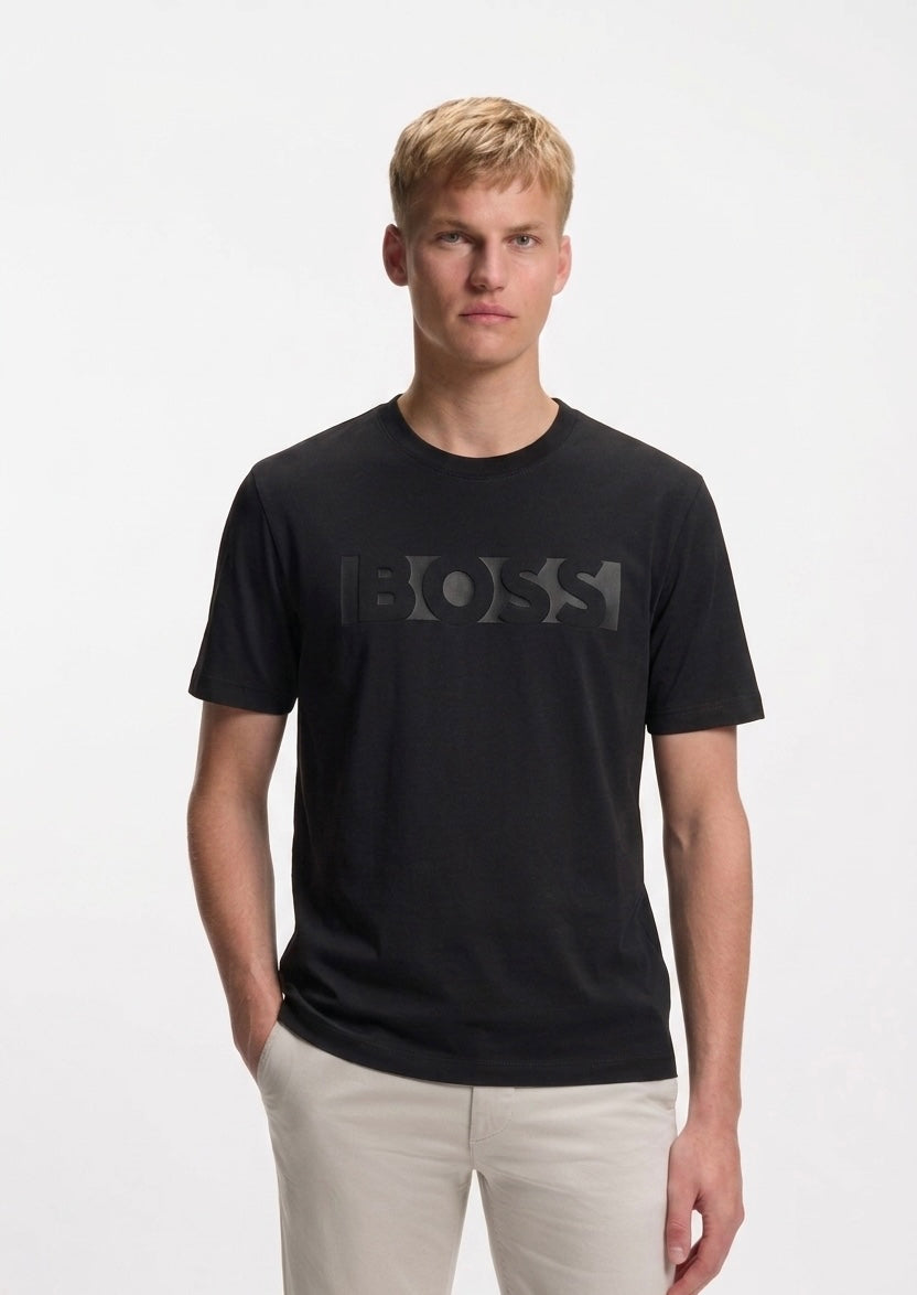 BOSS Men's Slim-Fit Logo T-Shirt in Mercerized Cotton - Black