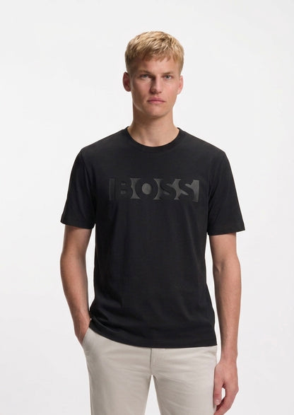 BOSS Men's Slim-Fit Logo T-Shirt in Mercerized Cotton - Black