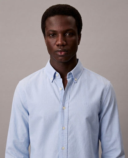 Calvin Klein Men's Regular Fit Cotton Oxford Shirt - Light Blue