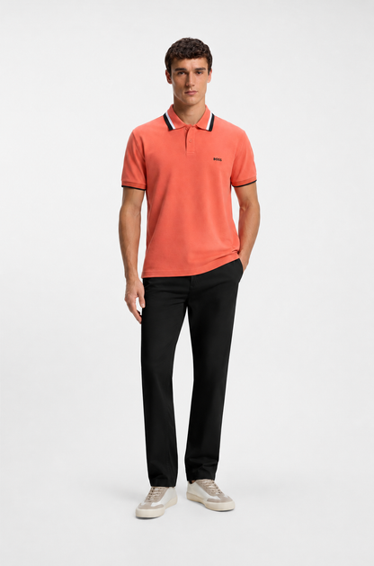 BOSS Regular-Fit Cotton Piqué Polo Shirt in Salmon Pink