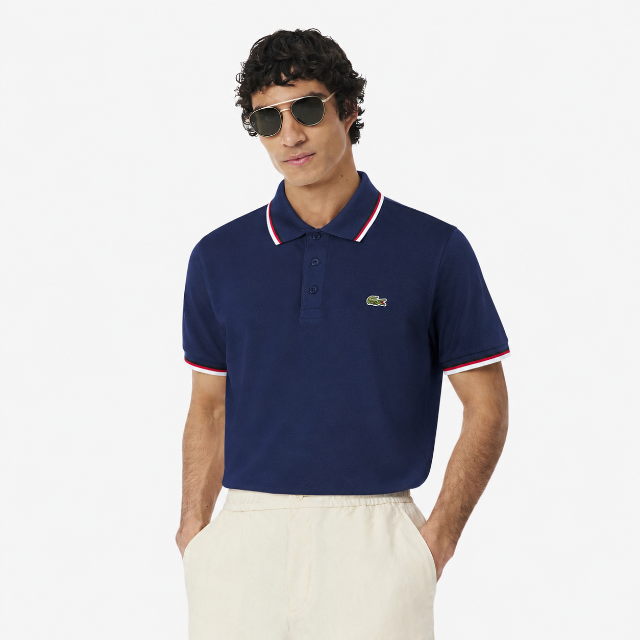 Lacoste Regular-Fit Tipped Cotton Piqué Polo Shirt