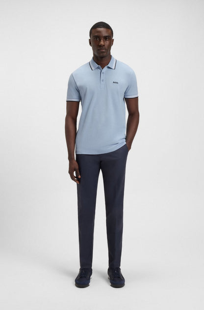 BOSS Slim-Fit Piqué Polo – Sky Blue Tipped Edition