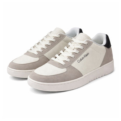 Calvin Klein Men’s Cupsole Suede Mix Sneakers – Stucco/White