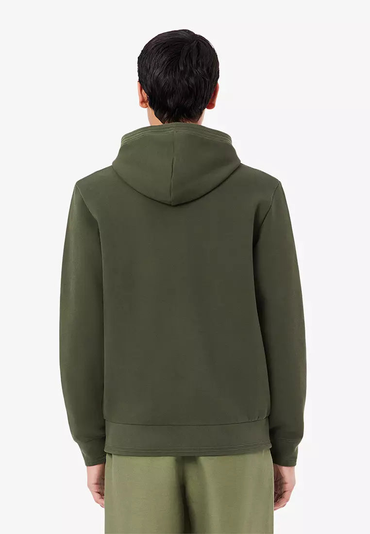 Lacoste Green Full-Zip Hoodie - Circle Logo Badge Embroidery
