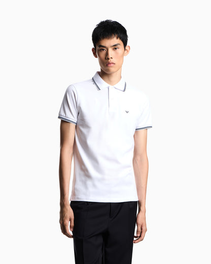 Emporio Armani Slim-Fit Stretch Piqué Polo with Contrast Tipping