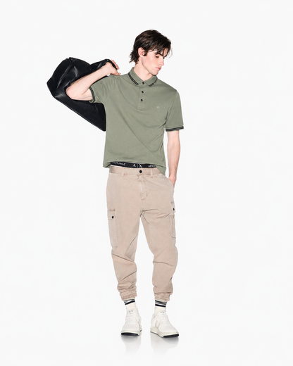 Armani Exchange Logo-Collar Slim-Fit Polo Shirt – Sage Green