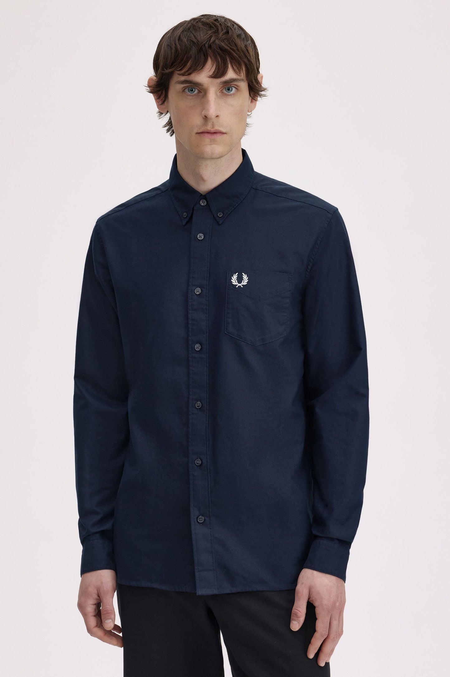 Fred Perry Slim-Fit Button-Down Cotton Oxford Shirt in Navy