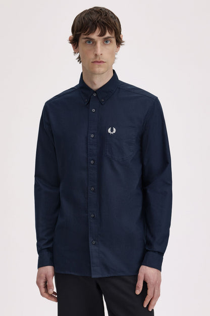 Fred Perry Slim-Fit Button-Down Cotton Oxford Shirt in Navy