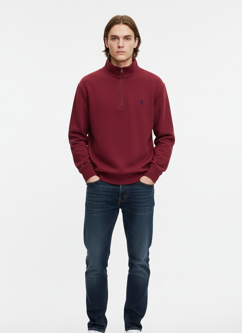 Polo Ralph Lauren Cotton-Blend Quarter-Zip Pullover - Burgundy