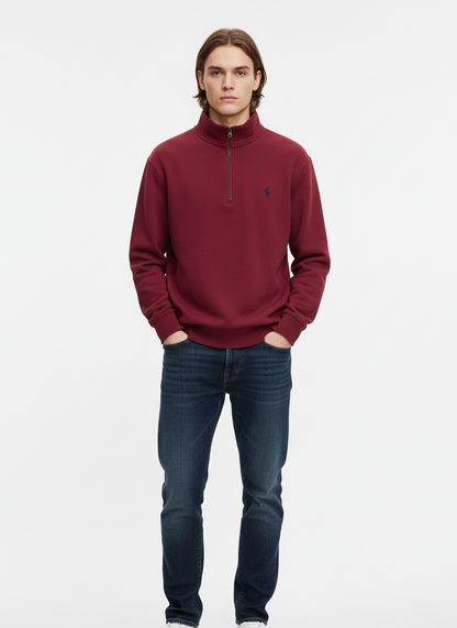 Polo Ralph Lauren Cotton-Blend Quarter-Zip Pullover - Burgundy