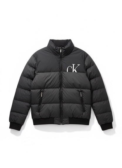 Calvin Klein Puffer Jacket with Bold CK Logo - Black