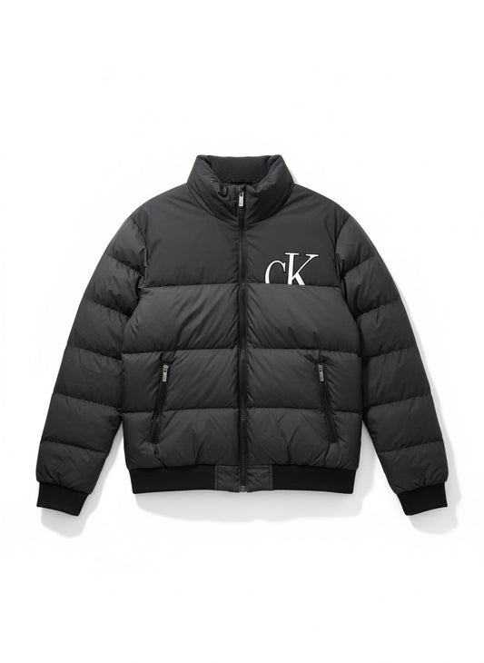 Calvin Klein Puffer Jacket with Bold CK Logo - Black