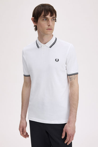 Fred Perry M3600 Twin Tipped Polo Shirt – White & Black