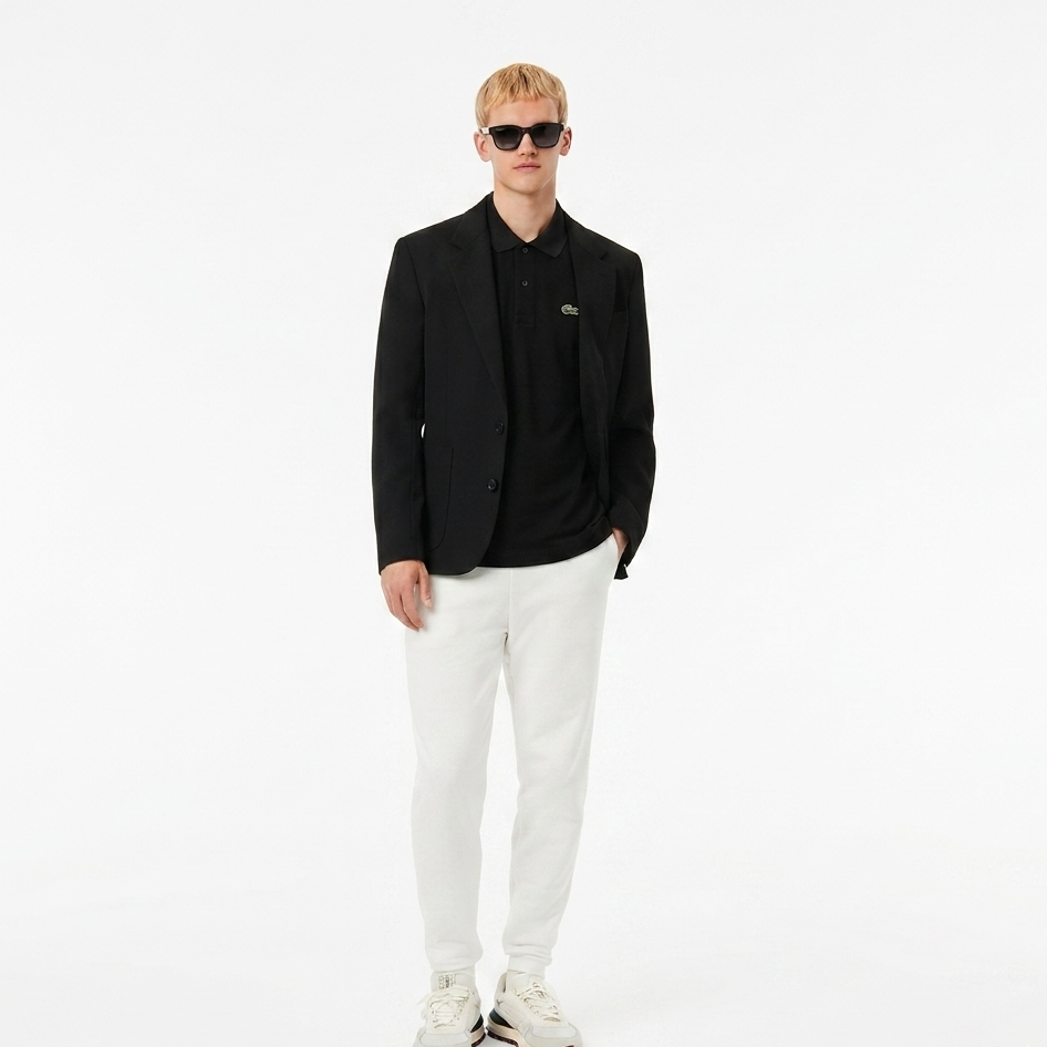 Lacoste Slim Fit Piqué Polo Shirt with Branded Shoulder Tape – Black
