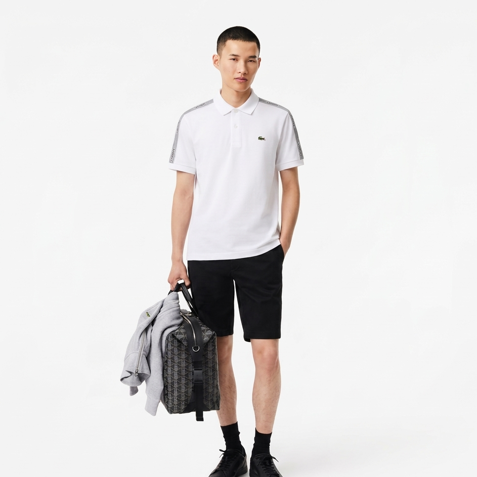 Lacoste Slim Fit Piqué Polo Shirt With Branded Shoulder Tape