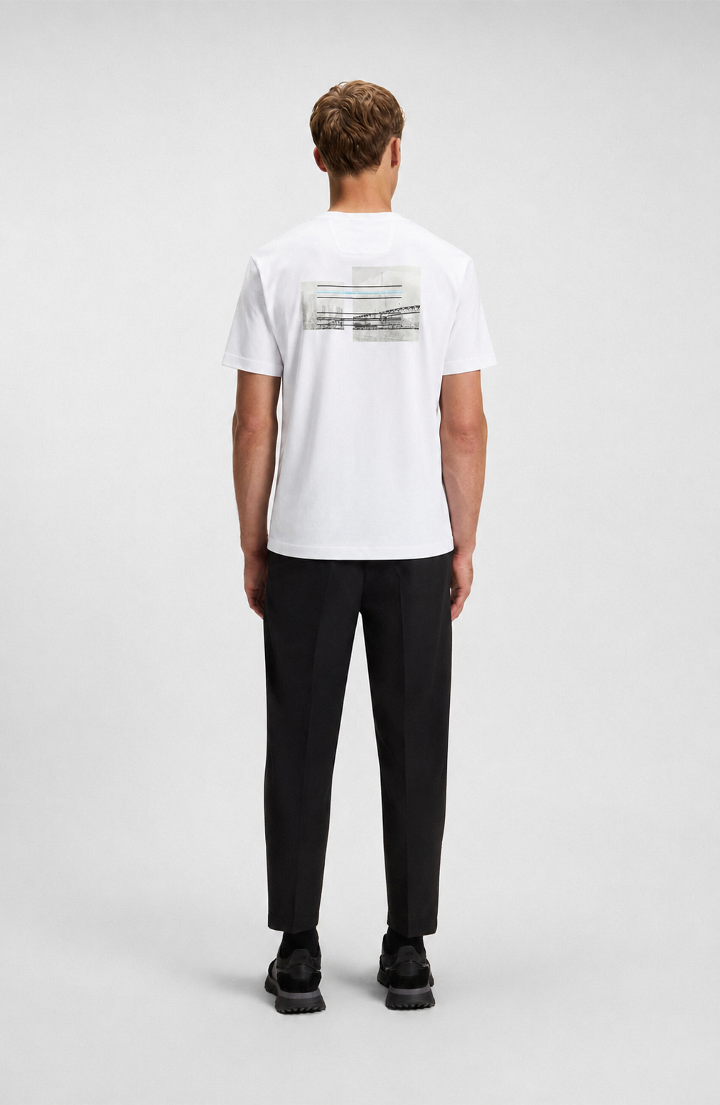 BOSS Regular-Fit Cotton T-Shirt with Architectural Artwork