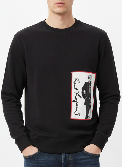 KARL LAGERFELD Men’s Signature Sketch Graphic Sweatshirt – Jet Black