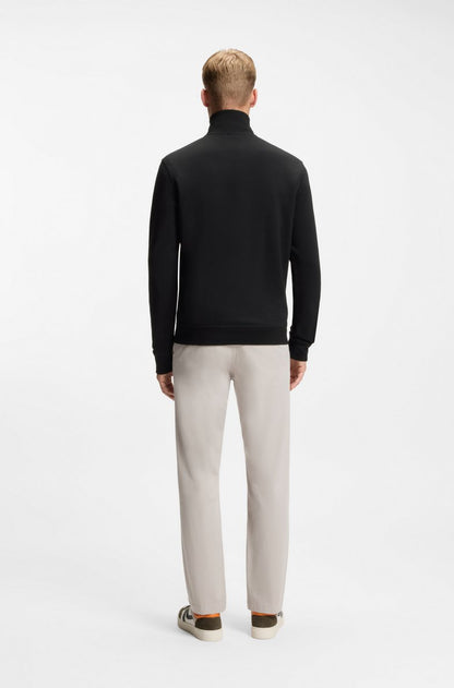 ZIP-NECK SWEATSHIRT IN COTTON TERRY WITH LOGO PATCH