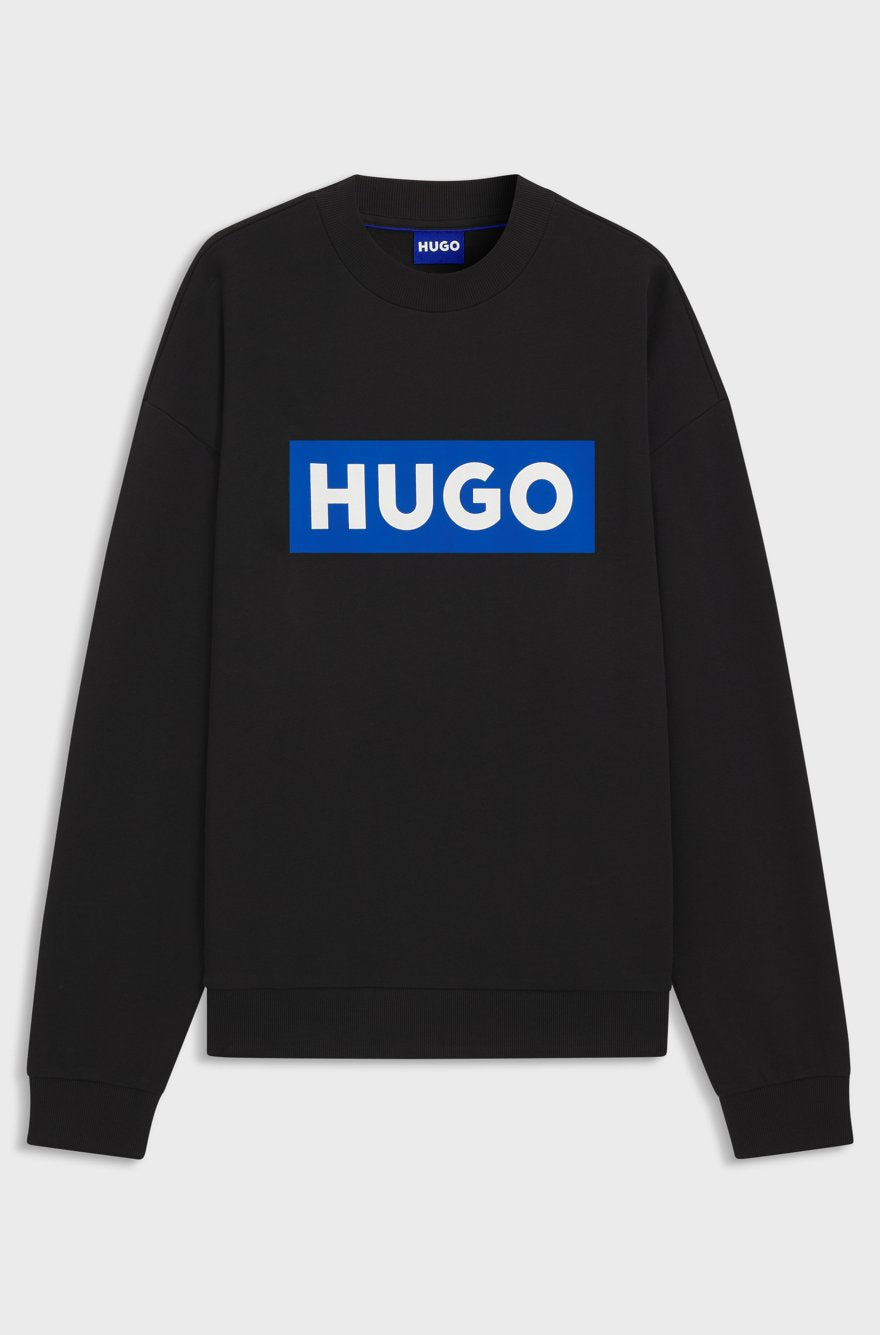 HUGO Men’s Diragol Blue Box Logo Sweatshirt – Black