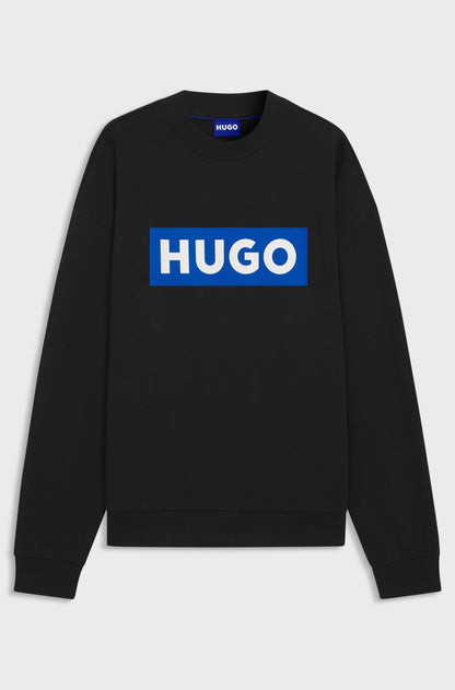 HUGO Men’s Diragol Blue Box Logo Sweatshirt – Black