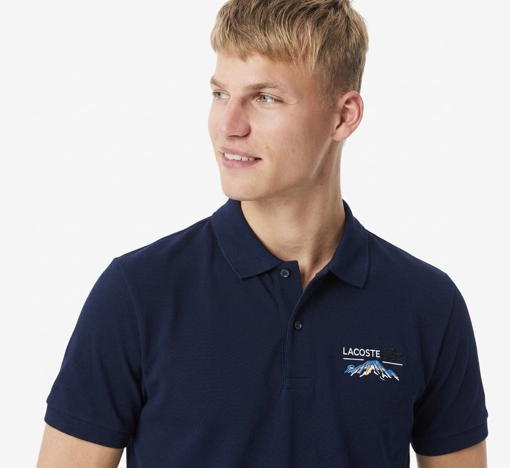 Lacoste Slim-Fit Cotton Piqué Polo Shirt with Mountain Graphic Embroidery