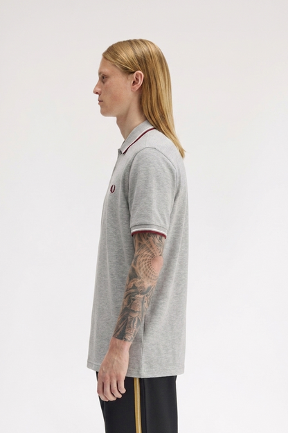 Fred Perry M3600 Twin Tipped Polo Shirt - Grey Marl