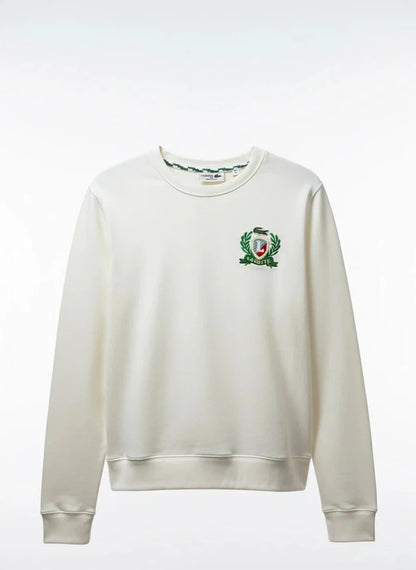 Lacoste Men’s Heritage Crest Emblem Sweatshirt – Off-White/Cream