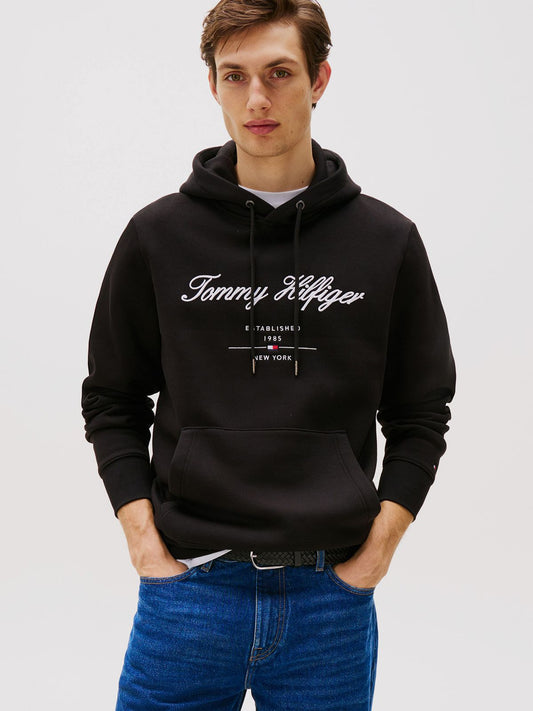Tommy Hilfiger Heritage Script Logo Pullover Hoodie - Black